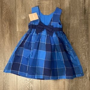 Gymboree Blue Checkered Dress with Bow on Back and Matching Bloomer